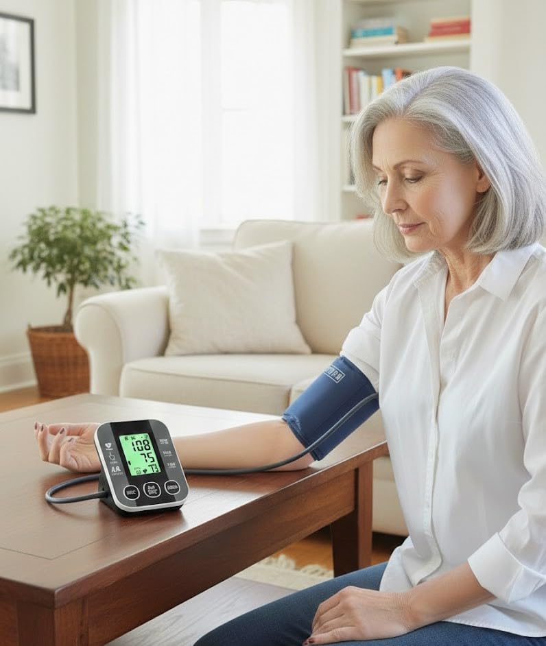 FARMADAR Baumanómetro Digital para Brazo – Monitor de Presión Arterial con Pantalla LED, Medición Automática y Precisa, Múltiples Modos de Lectura