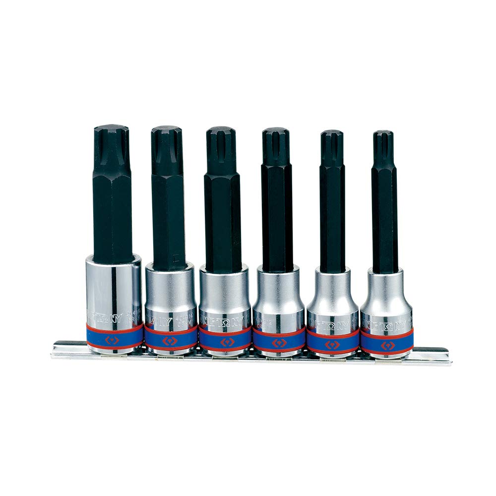 KING TONY 4116PR Set De Sockets 1/2" Con Bits Ribe M9-m16 for DIYers & Professionals, Made for Repair and Installation tasks, 6 Pieces