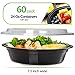 PrepNaturals Reusable Plastic Containers with Lids, 60 Pack, Black, Meal Prep Bowls, Lunch Containers, BPA, PVC and Phthalate Free, Microwave and Freezer Safe