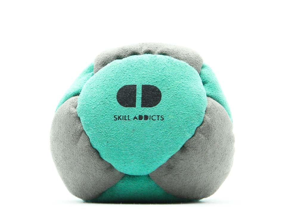 Skill Addicts Starter Footbag Hacky Sack Ball, Soft Freestyle Foot Bag for Kids and Adults, Includes HackySack Tricks Learning App - Teal Grey