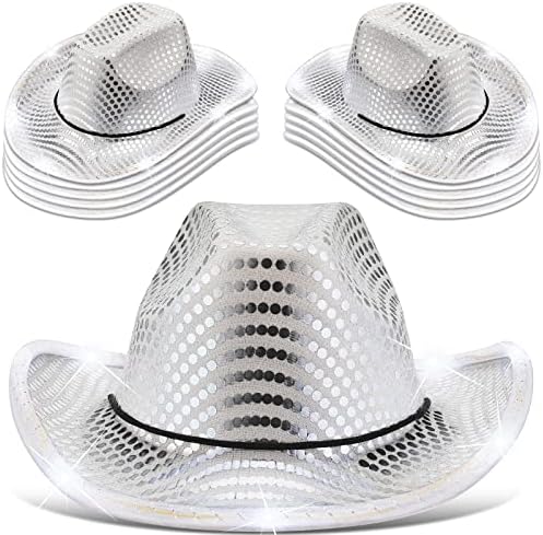 Amazon.com: Zhanmai 6 Set LED Cowboy Hat Light Up Glitter  display picture 2