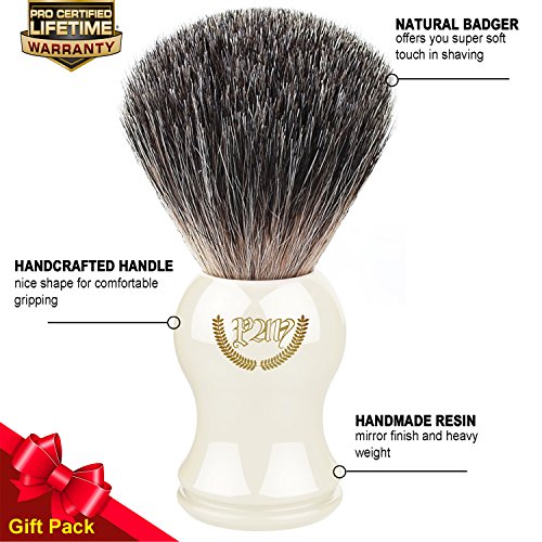 Shaving Brush, 100% Pure Badger, Handmade Handle (Ivory). for All Methods,Safety Razor,Double Edge Razor,Straight Razor or Shaving Razor, its The Best Badger Shaving Brush. - Thumbnail 6
