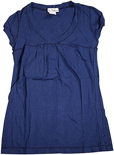 So Nikki - Big Girls Short Sleeve V-Neck Baby Doll Top, Navy 36052-Small
