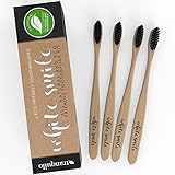 Biodegradable Toothbrush, Family Pack of 4, Great For Toddlers, Kids & Adults. All Natural Bamboo Handle & Charcoal Bristles BPA Free, No Toxic Plastics, Decomposes In Months, Best Teeth Whitening