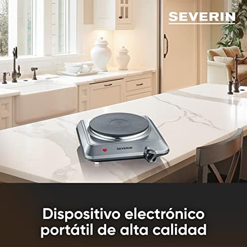 Placa de cocina portátil, placa eléctrica para cocinar fácil de limpiar, hornillo eléctrico con termostato regulable, acero inoxidable cepillado, 1500 W, KP 1092