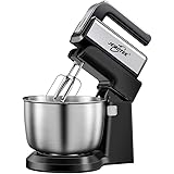 Stand Mixer, 5 Speeds Electric Mixer 2 in 1 Hand Mixer with 4 Quarts Stainless Steel Mixing Bowl, Beaters & Dough Hooks