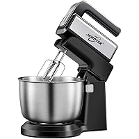 Stand Mixer, 5 Speeds Electric Mixer 2 in 1 Hand Mixer with 4 Quarts Stainless Steel Mixing Bowl, Beaters & Dough Hooks