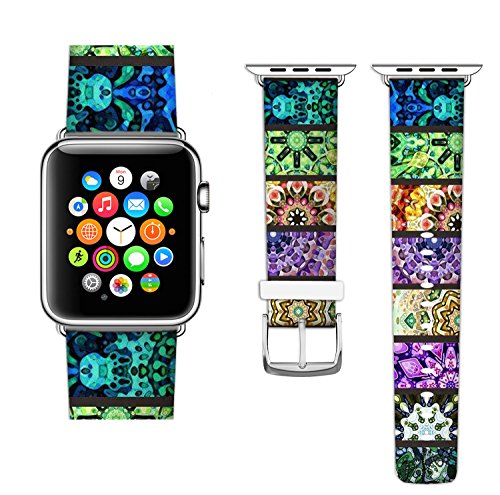 Apple Watch Band 38mm,Ecute Replacement Band Leather Iwatch Strap With Silver Metal Clasp for Iwatch 38mm Series 3/Series 2/Series 1/Edition/Sport - Multicolor Floral
