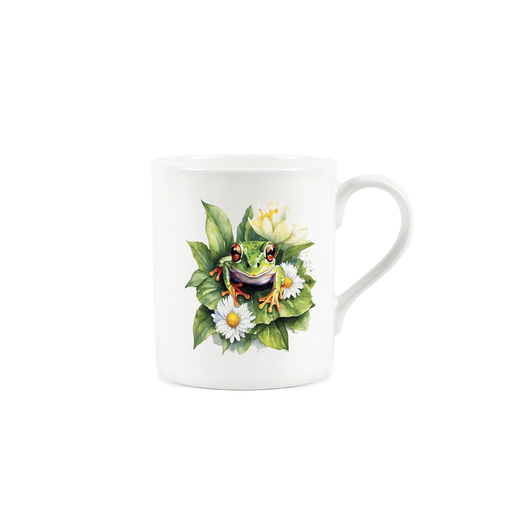 Purely Home Floral Frog Mug - Exotic Animals & Flowers Nature Gifts - Creatures Great & Small Jungle Wildlife Themed Present - Small Bone China Coffee/Tea Hot Drinks White Cup