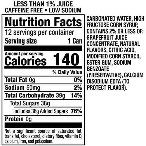 SQUIRT SODA, GRAPEFRUIT, 12 FL OZ CANS, 12 PACK