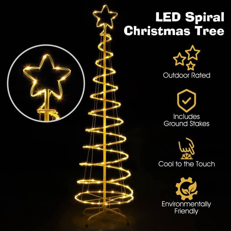 OUSHENG Spiral Christmas Tree Outdoor Christmas Decorations, LED