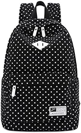 Oppas Lightweight Casual Style Canvas Polka Dot Backpack for Teens School Bag fits 14inch Loptop