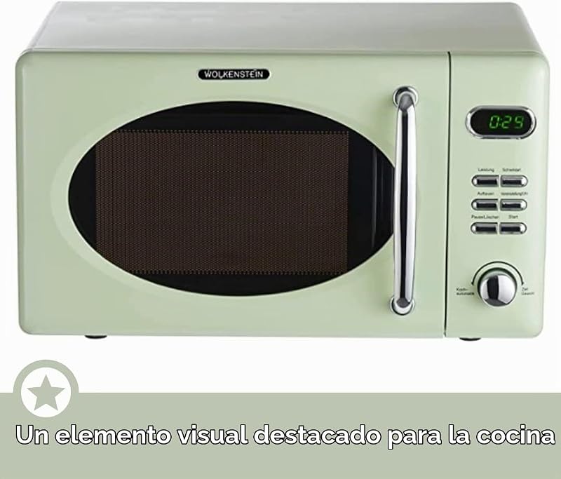 WMW720 I 700 W micro-ondas retro I 20 L espaço de cozinha I5 níveis de potência I 8 programas de cozinha, função de descongelação, carcaça metálica — foto 5 de 6