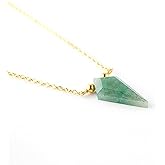 Gem O World Natural Gemstone Kite Necklace for Women | German Silver Pendant Jewelry | Dainty 16+2 Inch Healing Crystal Gift for Her (Green Aventurine)