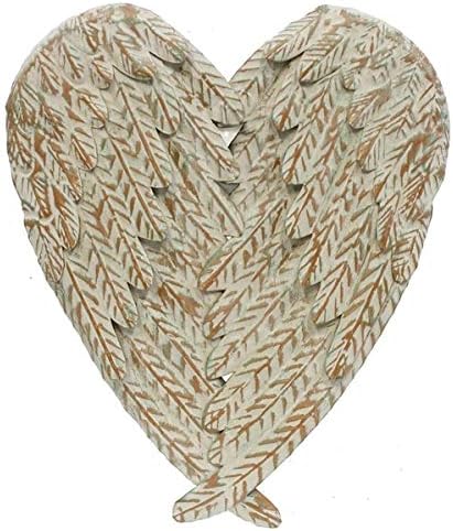 Metal Angel Wings Wall Decor, 14" Rustic Metal Angel Wings Hanging Art Decoration, Grey/Brown