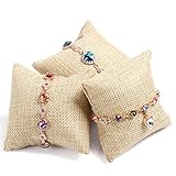 JJG 10 Pcs Burlap Pillow Bracelet Watch Jewelry Display Stand Organizer 3.15x3.15''