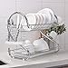 2 Tier Dish Drying Rack with Drain Board CERCHIO Dish Rack with Utensil Holder, Cutting Board Holder and Dish Drainer for Kitchen Chrome Organizer