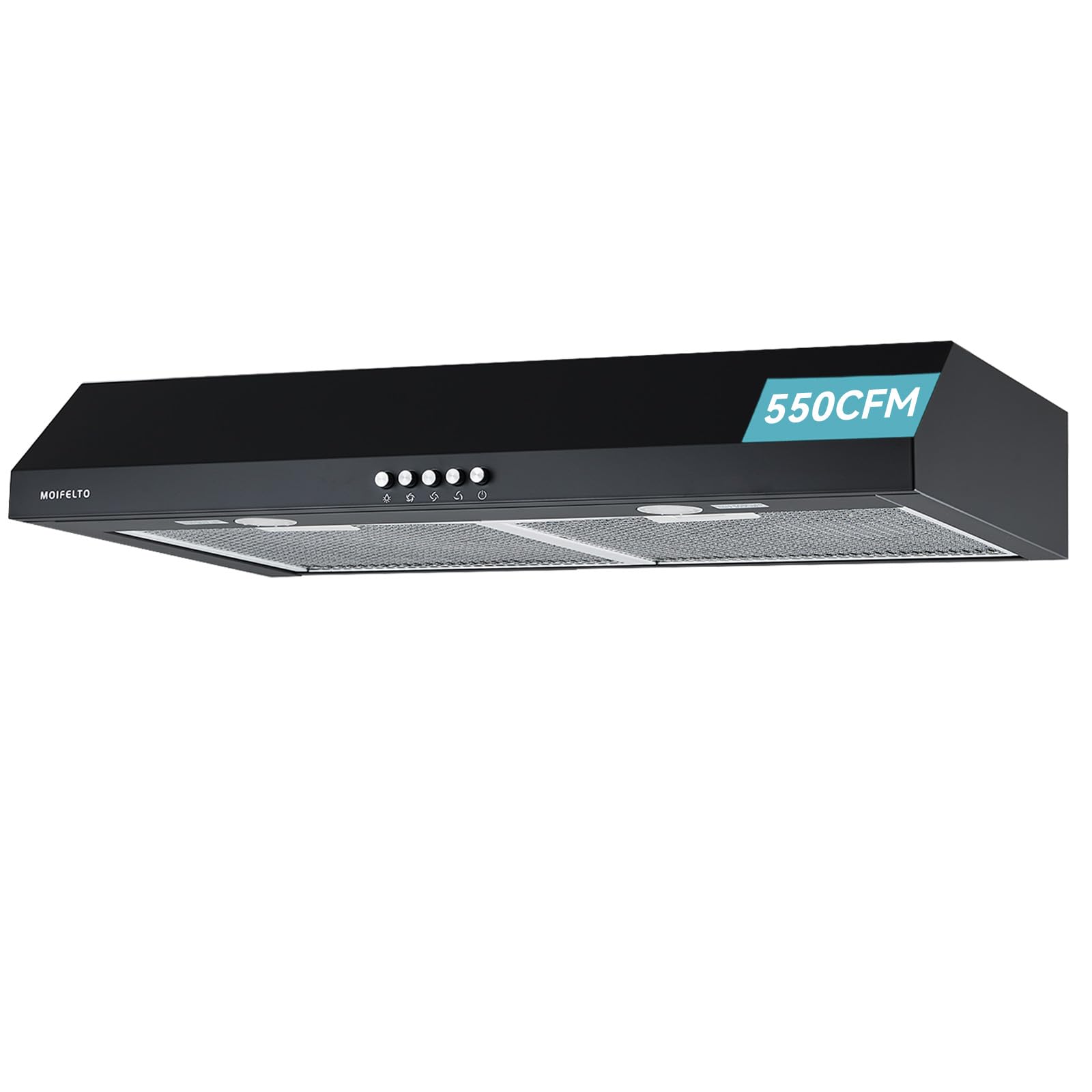 Photo 1 of 30 Inch Range Hood Under Cabinet Convertible Ducted/Ductless - 550CFM 3-Speed Black Kitchen Vent Hood with Touch Control, 2 LED Lights, 6-Layer Stainless Steel Grease Filters & Charcoal Filter