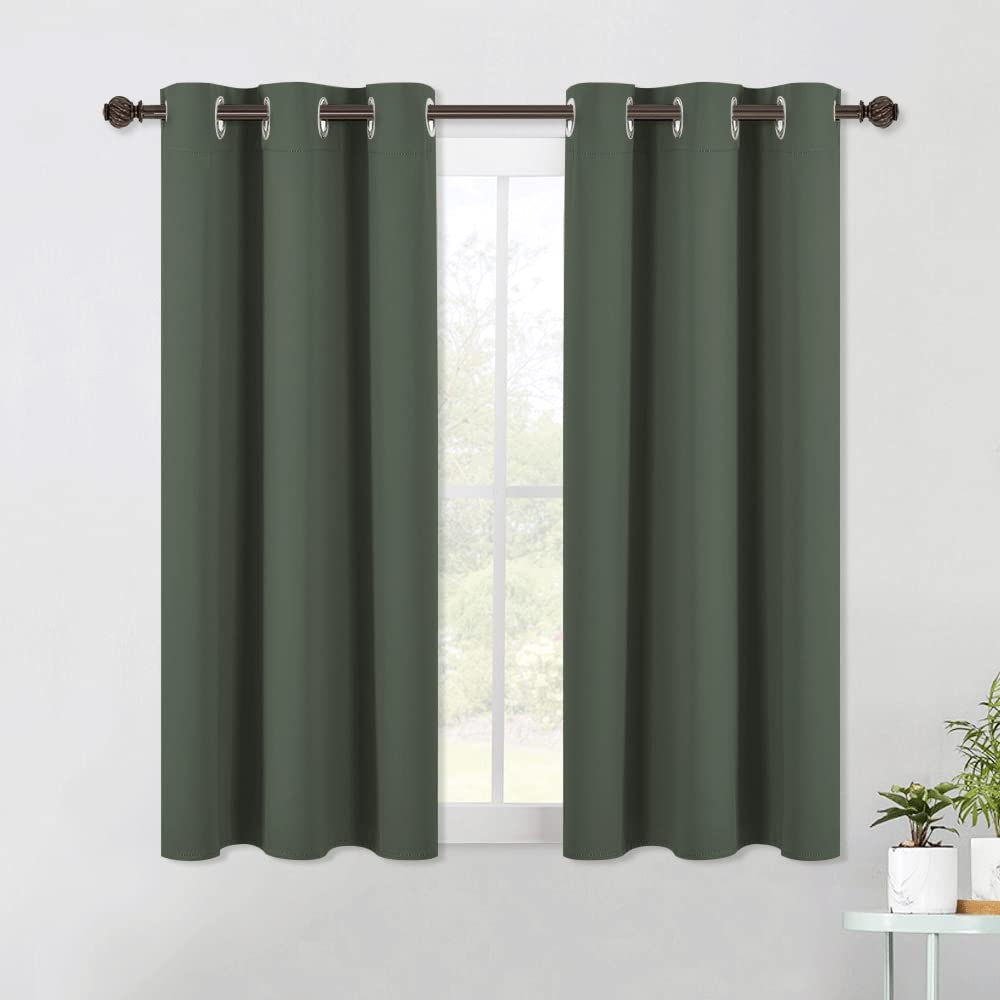 Photo 1 of NICETOWN Shack Blackout Curtains 54 inches Long, Thermal Insulated and Privacy Room Darkening Drape Panels for Boy's Guest Room Door Small Short Window (Dark Mallard, 2 Panels, W42 x L54 -Inch)
