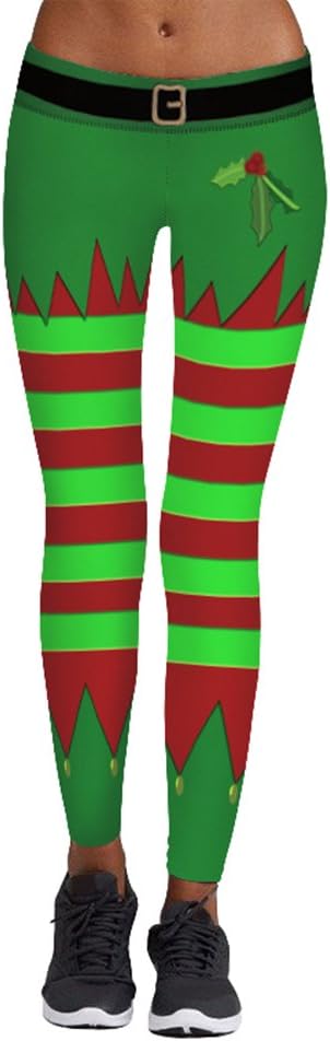 Women Christmas Leggings Xmas Gym Yoga Fitness Pants Workout Tights Trousers