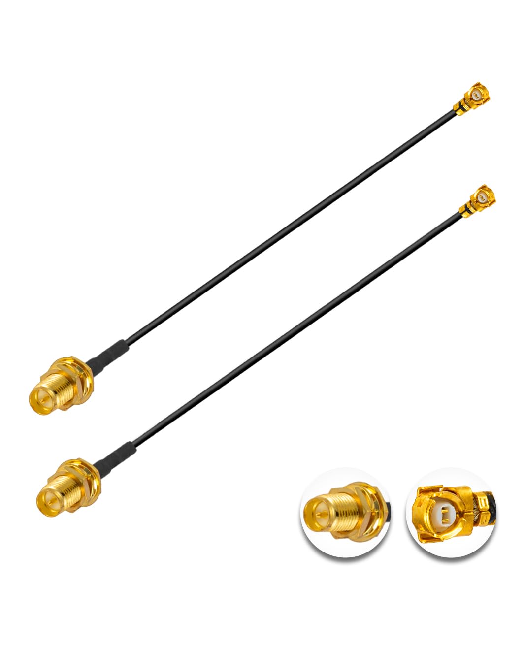 Vecys 2PCS U.F.L1 to RP-SMA Female Low Loss Coaxial Cable 4" /10CM U.F.L1 1.37mm Coaxial Pigtail Cable for Wireless Routers Mini PCIE Network Cards PCI Wi-Fi WAN Repeater