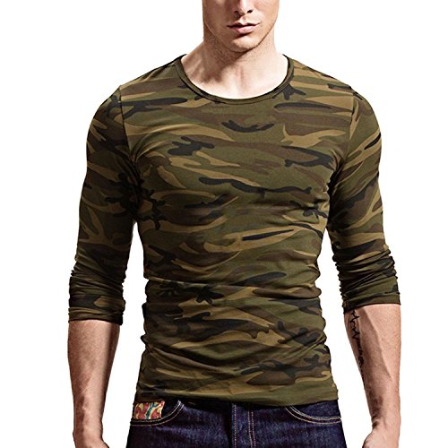 Long Sleeves Men T-Shirt Crew-Neck V-Neck