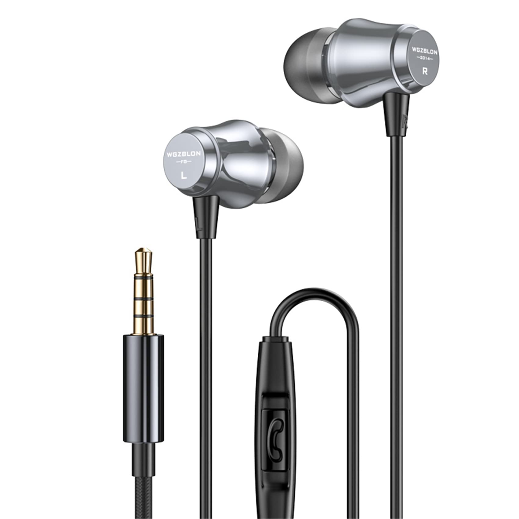 Yinyoo BLON FG Strong Bass In Ear Headphones Aluminum Alloy Light Weight Earphones 10mm Composite Diaphragmwith with High-Definition Microphone 3.5mm Plug PVC Earphone Cable