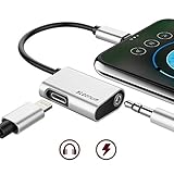 iPhone 7/8/X Headphone AUX Adapter 8 Pin Lightning Charging to 3.5mm Audio Splitter for iPhone X, iPhone 8/8 Plus, iPhone 7/7 Plus Compatible with IOS 11 Silver
