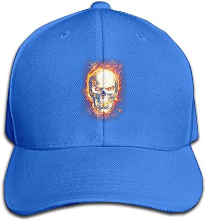 Jjwokaaya Custom Cool Adult Flame Devil Skull Trucker Headwear RoyalBlue