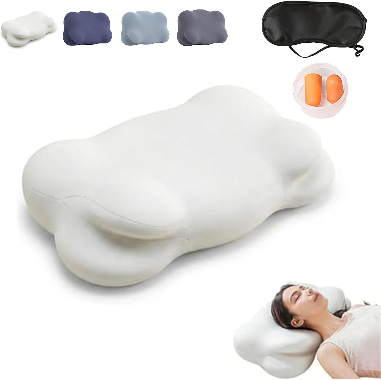 Viclemar Mellow Sleep Pillow, Mellow Cloud Pillow, Ergonomic Memory Foam Pillows, Adjustable Cervical Neck Support Pillow, for Side Back Stomach Sleepers (White)
