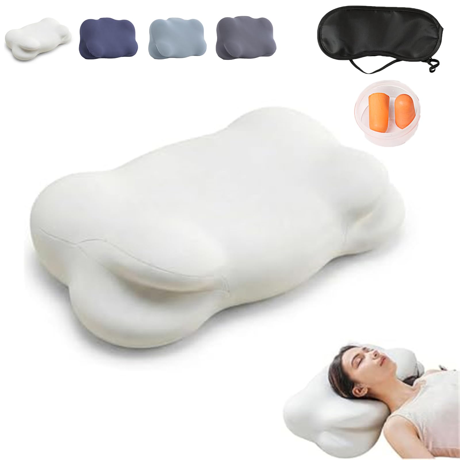 Viclemar Mellow Sleep Pillow, Mellow Cloud Pillow, Ergonomic Memory Foam Pillows, Adjustable Cervical Neck Support Pillow, for Side Back Stomach Sleepers (White)