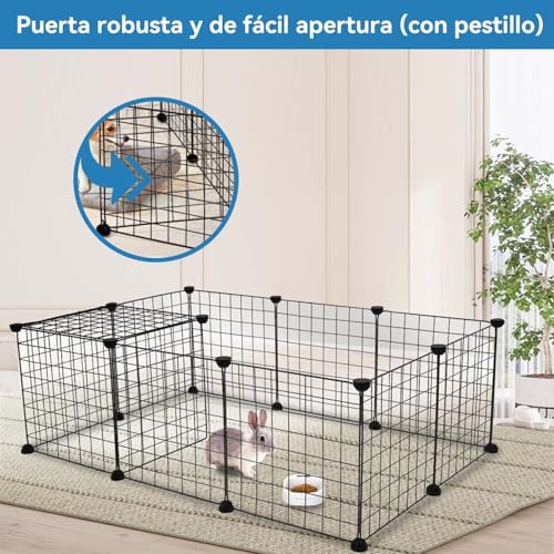 Valla para Mascotas con Puerta,12 Piezas Bricolaje Corral para Mascotas de Metal,Parque para Mascotas,Corral para Mascotas para Animales Pequeños,Jaula Modular,Conejos Gatito,Cachorro,Hámsters