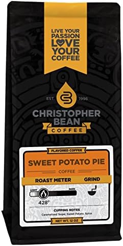 Christopher Bean Coffee - Sweet Potato Pie Flavored Coffee, (Regular Ground) 100% Arabica, No Sugar, No Fats, Made with Non-GMO Flavorings, 12-Ounce Bag of Regular Ground Coffee