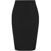 Kate Kasin Womens Knee Length Elastic Waist Stretchy Bodycon Plaid Business Pencil Skirt