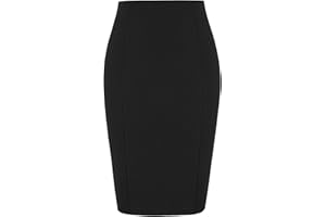Kate Kasin Womens Knee Length Elastic Waist Stretchy Bodycon Plaid Business Pencil Skirt