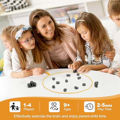 Magnetic Chess Game,24 Stones, 3 String & Portable Storage Bag, Strategy Board Game for Family Night, Use for Kids Adults (Age 9+)