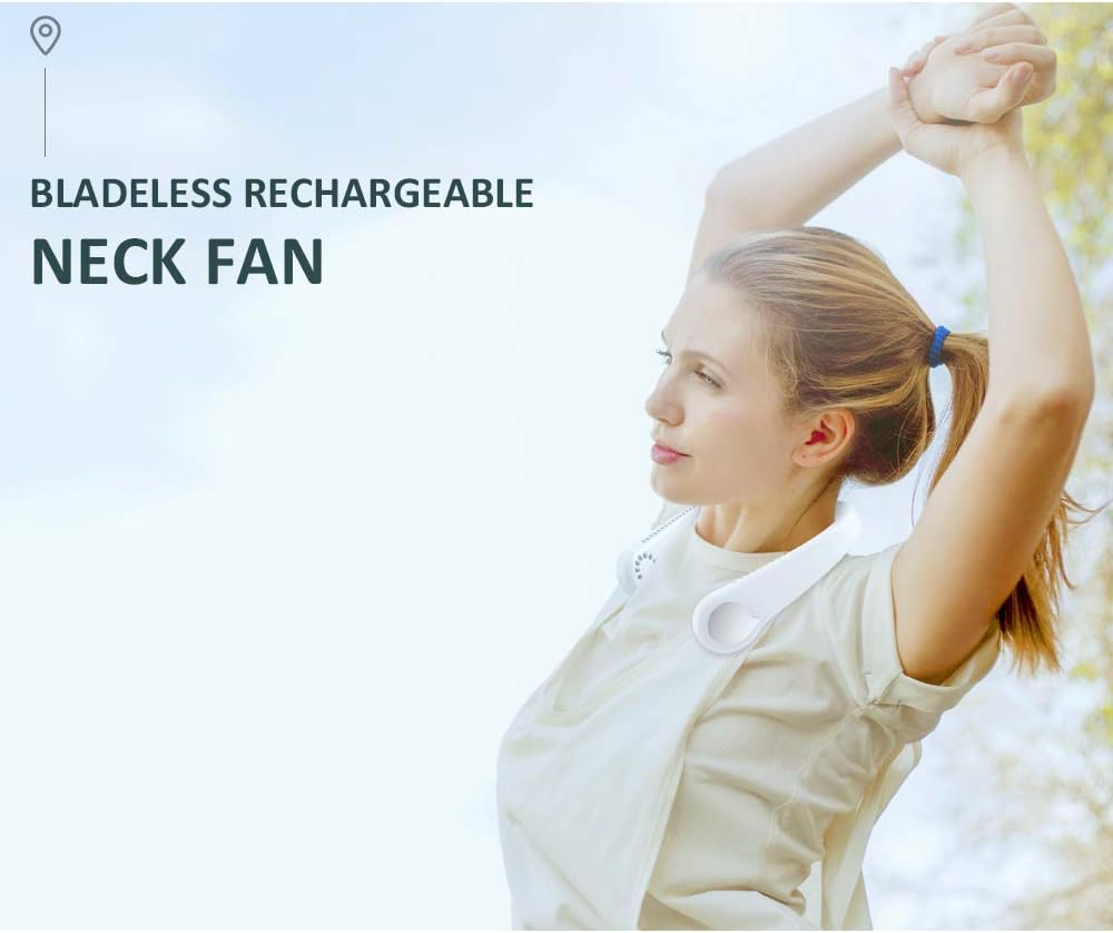 Bladeless Neck Fan with 360° Airflow, Portable Hands-Free Small USB Fan - Rechargeable Battery Operated Personal Mini Cooling Fan, Perfect for Kids, Office, Travel, Sports, Household, Outdoor and Gift: Kitchen & Dining
