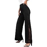GORGLITTER Women's Lace Bell Pants Bottom Flare Flared Leg Elastic High Waist Casual Office Trousers