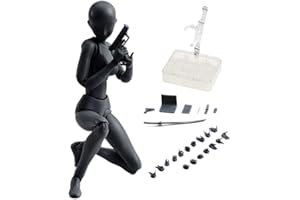 AHOHOS Action Figure Drawing Models, Human Mannequin Body Kun Doll Body-Chan Male/Female Action Figure DX Set, Suitable for Sketching, Painting, Drawing Mannequin Figure Models for Artist, Black