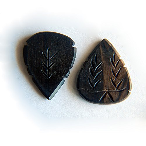 Exotic Wood Guitars Picks, Macassar Ebony SPEARHEADS (2 pc set)by Iron Age