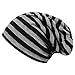 DJT Unisex Striped Slouchy Beanie Skull Hat Black