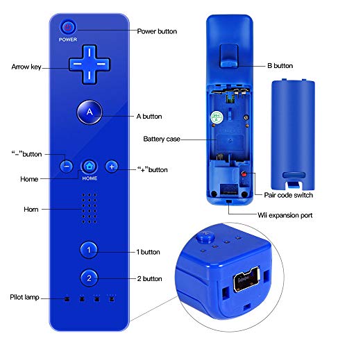 Maliralt Wii Remote Controller and Nunchuck for Nintendo Wii/Wii U, LP02 Wii Wireless Controller with Joystick Silicone Case and Wrist Strap Build-in Vibration Motor - Indigo (Third-Party Made)
