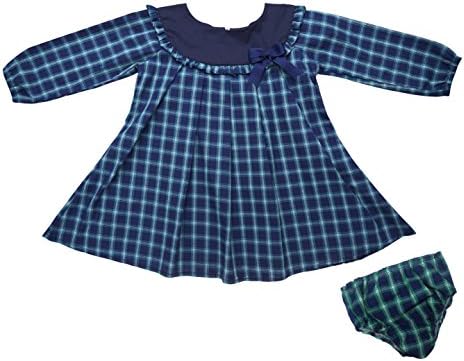 Marakitas Baby &amp; Toddler Girls Long Sleeve Plaid Winter Casual Party Dress (Blue &amp; Green, 18 Months)