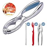 Seafood Cracker Tools Set Lobster Crab Leg Nut Crackers and Picks Walnut Pecan Pliers Metal Opener Tool Heavy Duty with Non-slip Handle