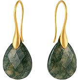 Gempires Gemstone Drop Dangle Earrings for women – Hypoallergenic Earrings with Labradorite, Tiger Eye, Rainbow Moonstone, Amazonite, Green Onyx, Amethyst, Rose Quartz, Aquamarine, Prehnite