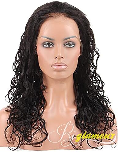 Riglamour Wet and Wavy Indian Human Hair Full Lace Wigs with Baby Hair Remy Black Wig for Women (24", #1B Off Black)