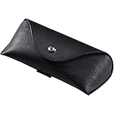 Andy's Orchids Portable Waist PU Leather Eye Glasses, Sunglasses Box Case Black Cover, Folding Sunglasses Case Wearing on Belt Cases