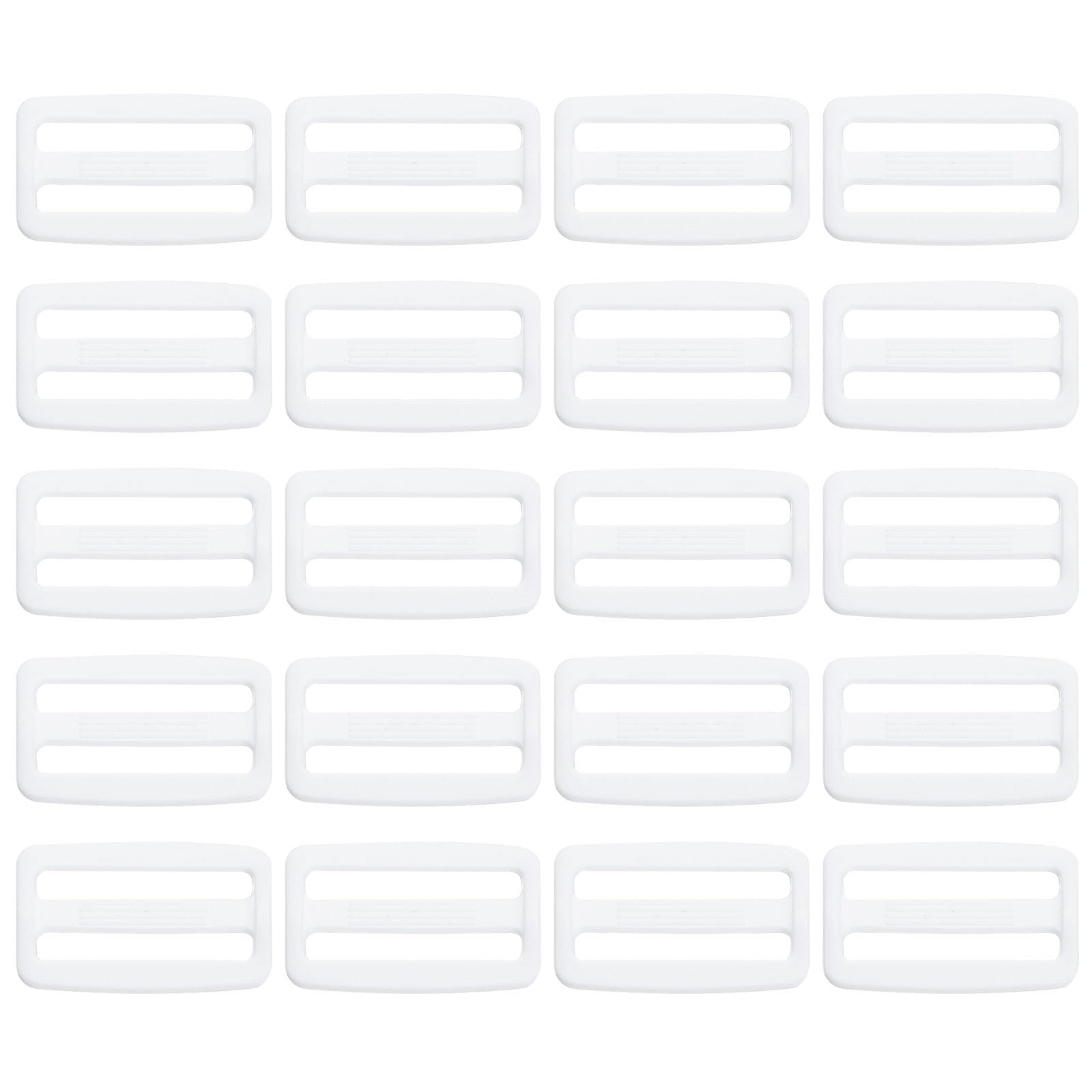 PATIKIL 20mm Tri-Glide Slide Buckles, 20 Pack Plastic Webbing Strap Fastener for Backpack Bag Belt, White
