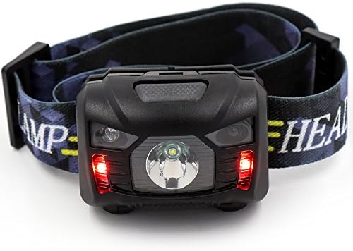AIKENUS 200 Lumens LED Sensor Head Torchlight - Hands-free, Rechargeable and Pocket-sized Outdoor Headlamp Flashlight for Kids and Adults - Waterproof for Camping, Night Running, Dog Walking, Reading