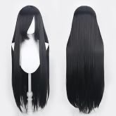 SutouriiByuutii 40IN Long Black Straight Wig Anime Fashion Women's Cosplay Role Play with Bangs for Halloween Comics comic con with Wig Cap Heat Resistant (Black)
